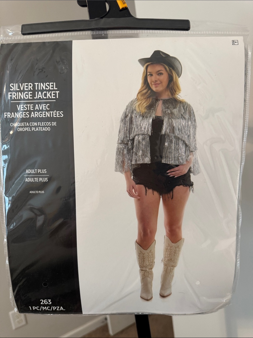Silver Tinsel Fringe Jacket Womens Plus Costume. New In Bag